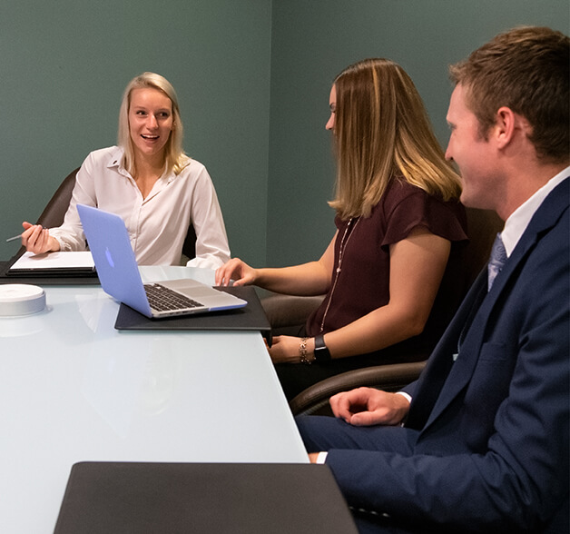 People talk in a business meeting