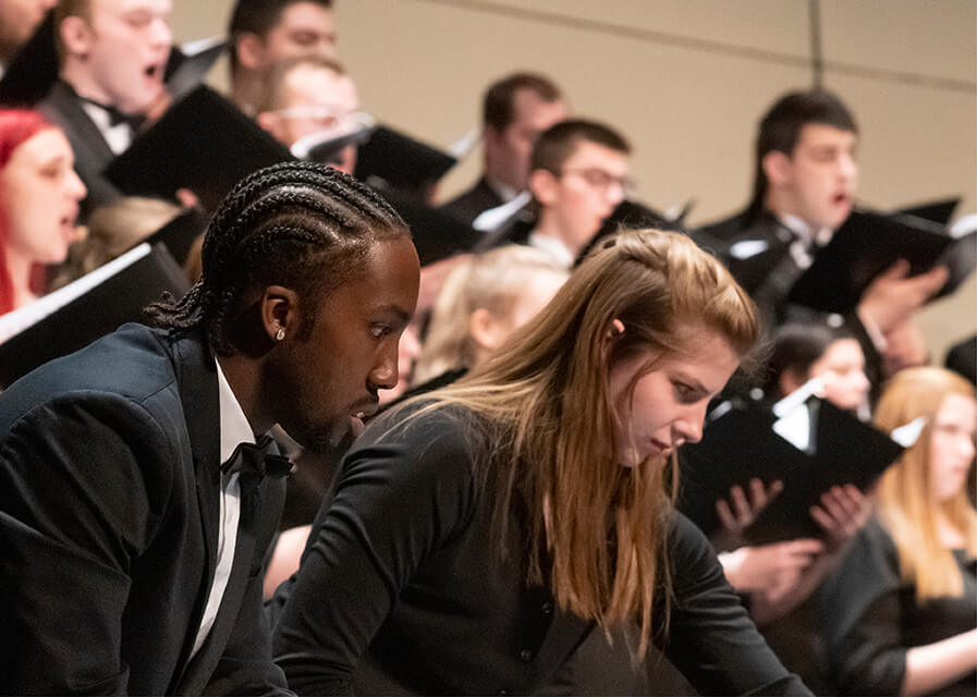 Students perform during an ensemble concert.