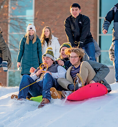 Students Sledding