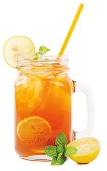 ice tea with lemon in a mason jar