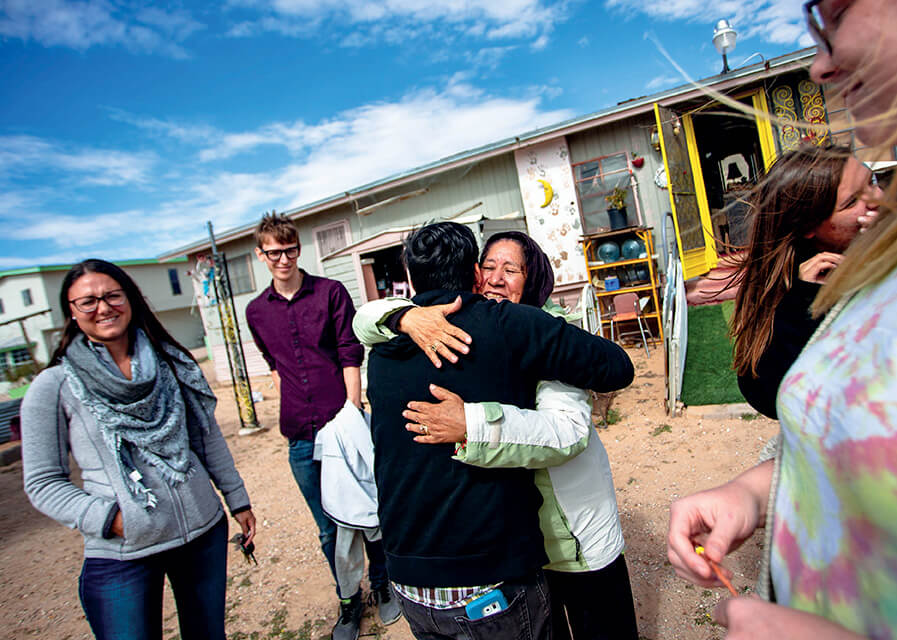 Students at a community service